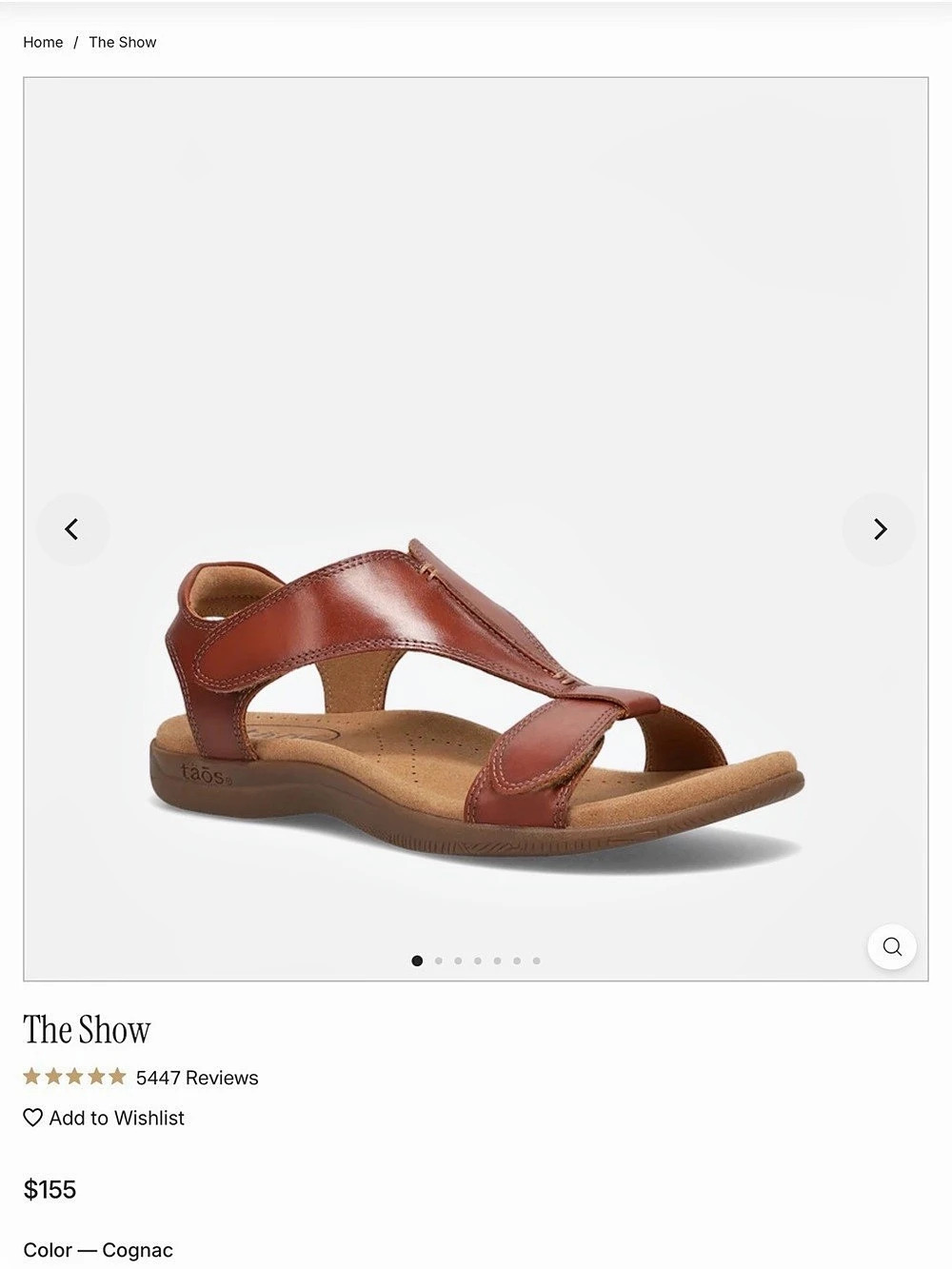 Taos The Show Leather T-Strap Sandals cognac US 9